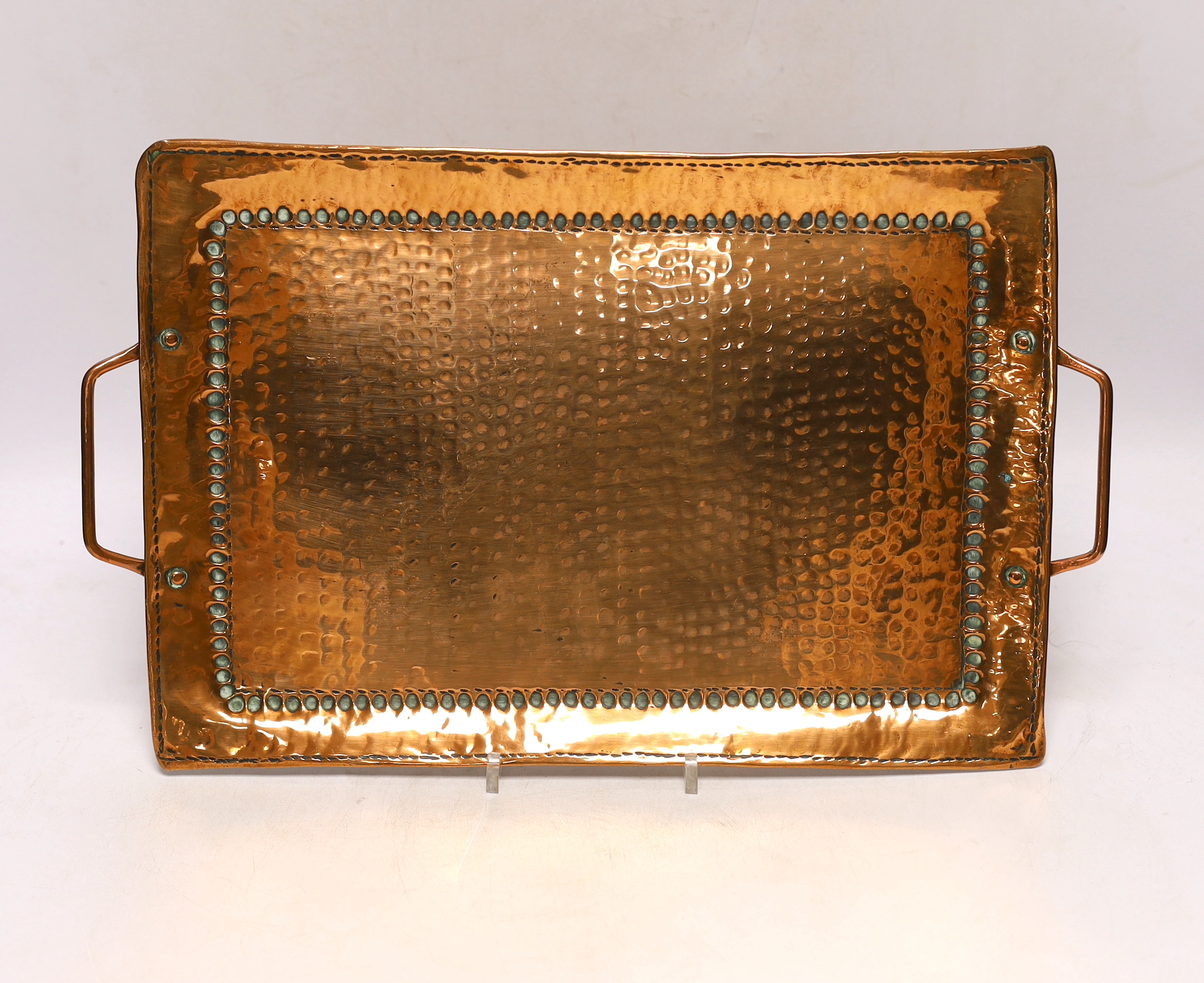 An Arts & Crafts Newlyn, John Pearson copper tray, 40cm wide